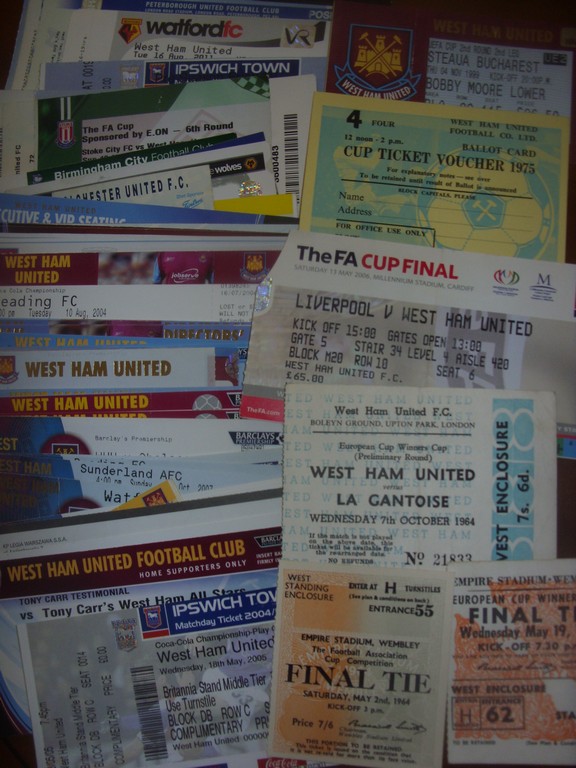 West Ham Football Ticket Collection: Includes 1964 + 2006 FA Cup Finals, 1965 ECWC Final, 1964