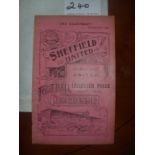 1908/1909 Sheffield United Reserves Football Programme: Match v Sheffield Licensed Victuallers dated