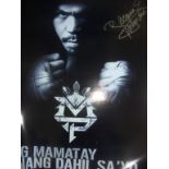 Manny Pacquiao Signed Boxing Poster: 16 x 20 inch promotional photograph nicely signed in silver pen