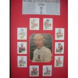England 1966 Fully Signed Display: An individual card of 10 players each one signed without