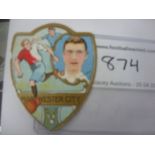 Baines Football Card Manchester City: Rare card from the famous Bradford company. Good condition