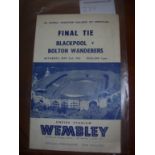 1953 FA Cup Final Football Programme: Famous Blackpool v Bolton Stanley Matthews Final in good