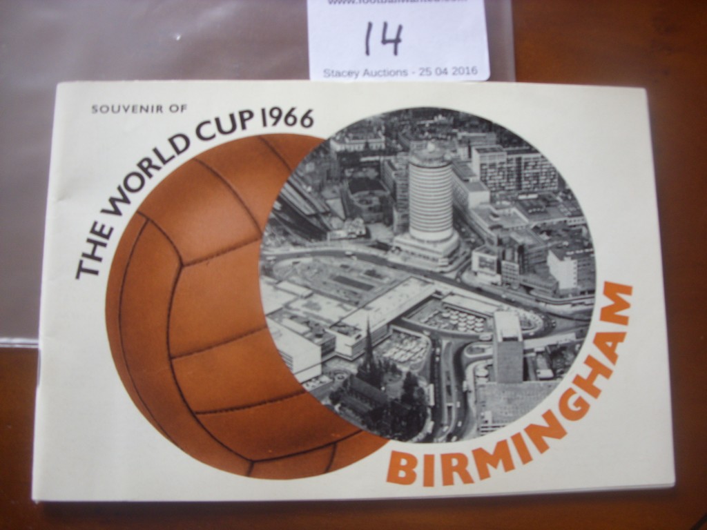 1966 World Cup Birmingham Tourist Guide: Mint condition 56 page brochure covering the matches played