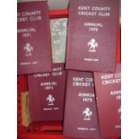 Kent County Cricket Annuals. 1970 to 1975 bound with quality red linen covers. This wonderful set