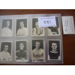 DC Thomson Footballers Football Cards: 1923 complete set of 22 (signed real photos). Good.