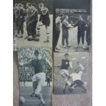 Moore Hurst + Peters Football Autographs: Signed on 3 different magazine pictures with