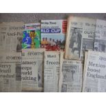 1966 World Cup Football Memorabilia: Includes 9 original newspapers covering matches, tournament