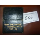 West Ham Directors 31/32 Season Ticket Pass: Excellent item issued to MR Lawrence with embossed "