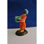 A rare Wilkinson black figure candle holder decorated in vivid orange. Damage to the base.