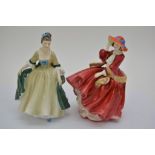 Two Royal Doulton lady figurines 'Top of the Hill'