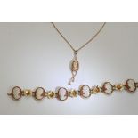 A 9ct gold cameo necklace and bracelet