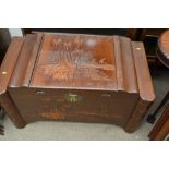 A carved Camphor wood chest.