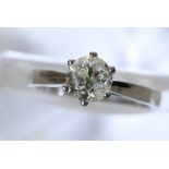 A 9ct gold ring inset with solitaire diamond 1.2 c