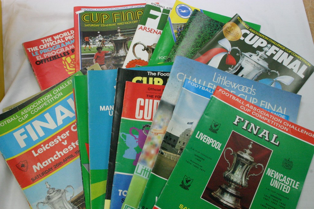 A collection of Arsenal football programmes including Cup Finals, Semi-Finals, League, Reserves