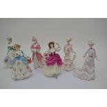 Six Coalport ladies including 'Belle Epoque' range