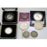 A collection o silver proof coins, A Victorian hal