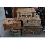 Five various wicker baskets