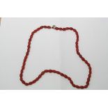 A Carnelian bead necklace, Asiatic style with mode