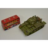 A collection of modern clockwork toys including a boxed Highway set, a tractor, bus, aeroplanes, a