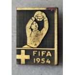 1954 World Cup Football Badge: The front has a goa