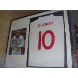 Wayne Rooney Very Large Signed Framed England Shir
