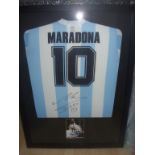 Maradona Signed Framed Argentina Football Shirt: C