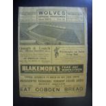 1936 FA Cup Semi Final Football Programme At Wolve