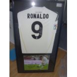 Ronaldo Signed Framed Real Madrid Football Shirt: