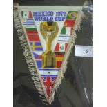 1970 Mexico World Cup Football Pennant: Large orig