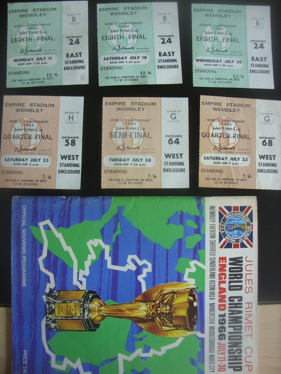 1966 World Cup Tickets + Programme: Six tickets fo