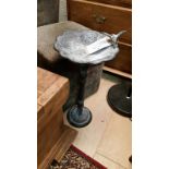 *Cast iron birdbath for garden with detail of bird with outspread wings, approx 62cm high *This