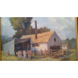 Sydney Vale FRSA (1916-1991) oil on board, signed lower left, farming scene. 50 x 37 cm