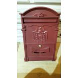 Claret metal secure postbox with key