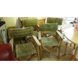 4 Vintage directors chairs with original chenille type fabric, approx 1930's