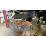 *4 wood and chrome cafe chairs, seat 40cm diam, 61 cm high, as found (second of two identical sets