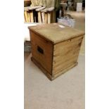 Late 19th century pine trunk / silv er chest with original, removable tray insert