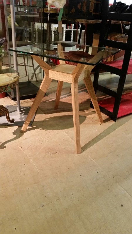 John Lewis Akemi side table, glass top with splayed ash legs. 60cm high, 55 x 55 cm square ( - Image 2 of 5