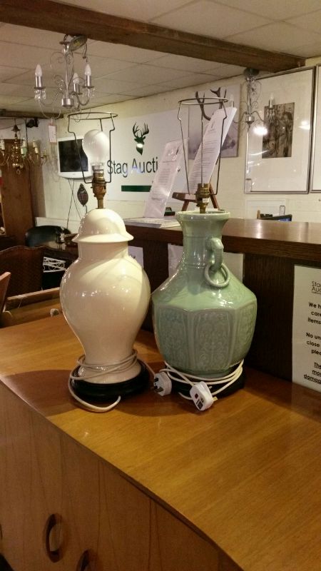 Pair of large vintage lamp bases, PAT tested