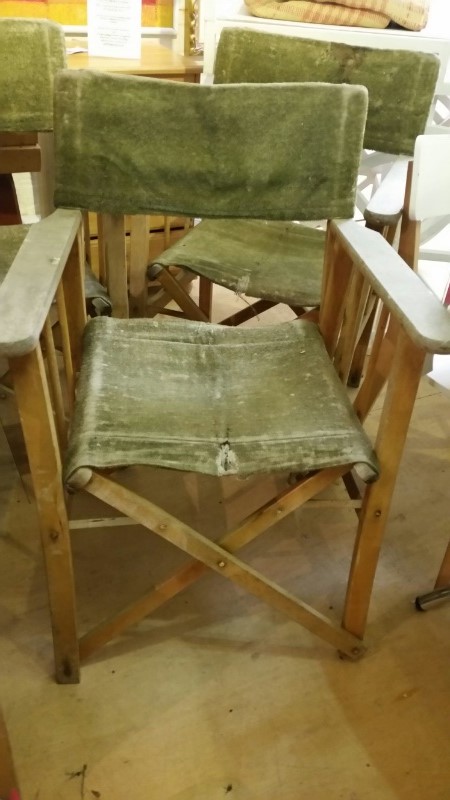 4 Vintage directors chairs with original chenille type fabric, approx 1930's - Image 2 of 6