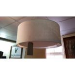 Contemporary large ceiling lightshade with chrome fitting, neutral linen, 60cm diam, 24cm high