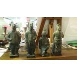 Collection of 4 terracotta Chinese soldier figures, tallest approx 16cm. One has chipped base at