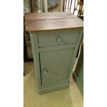 Late 19th early 20th century pot cupboard. Hand painted and waxed in French Grey. Drawer to top