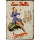 *Repro' metal sign for Italian motorcyle maker Vespa, approx 20cm x 30 cm *this item will have VAT