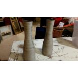 Pair of Habitat "scratch" ceramic vases, c 33cm. Textured striations around circumference