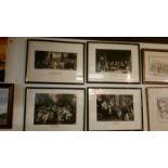 Set of 4 framed and glazed prints, black and white