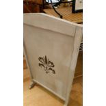 Painted pale grey firescreen (wooden) 46 x 82 cm