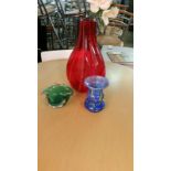 Three pieces of Murano style glassware