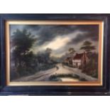 A. Walley, pair of early 20th century, signed, moonlit village street scenes, oil on board, images