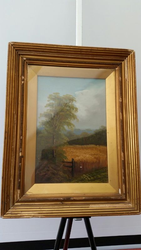 English School early 20th century oil. Country fields scene, signed lower left (Conwelly?). Back - Image 9 of 10