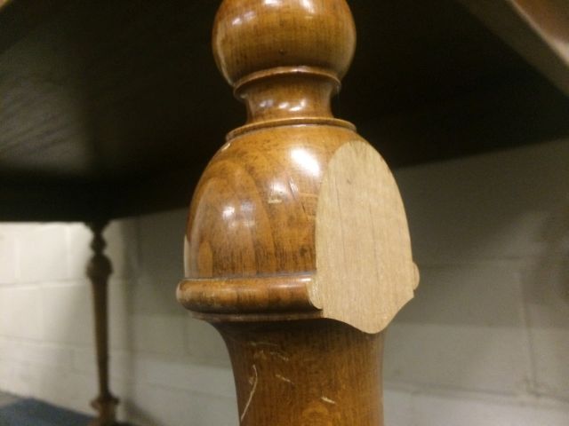 Large centre table or library / hallway table, burr walnut veneer top with possible yew - Image 5 of 9